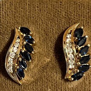 Sapphire & Diamond 14K Gold Stud Earrings